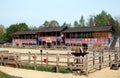 Empty medieval hippodrome with knight tournament arena