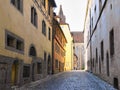 Empty Medieval Street in Rothenburg on the Romantic Road, Germany Royalty Free Stock Photo