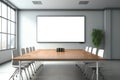 Empty meeting room Conference with chair table and white board Generative AI Royalty Free Stock Photo