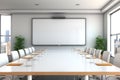 Empty meeting room Conference with chair table and white board Generative AI Royalty Free Stock Photo