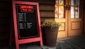 Empty menu board restaurant entrance blackboard eatery advertising blank black cafes clean day frame horizontal message outdoors Royalty Free Stock Photo