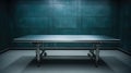 Empty metal bed in autopsy room. The table for dead body. Forensic doctor Royalty Free Stock Photo