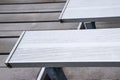 Empty metal bleachers seats in football, soccer or baseball stadium during local game Royalty Free Stock Photo