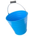 Empty metal garden bucket for hydration of plants isolated on a white background