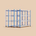 Empty metal post rack with four shelves, storage of units