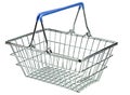 An empty metal shopping basket