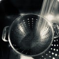 Empty metal strainer Royalty Free Stock Photo