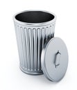 Empty metal trash bin. 3D illustration