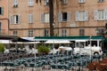 Empty metallic chairs Royalty Free Stock Photo