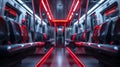 Empty metro train with futuristic red lighting inside Royalty Free Stock Photo