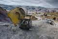 Empty mine cart at the entrance of Cerro Rico silver mine, Potosi