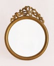 Empty miniature antique circle frame in bronze worked Royalty Free Stock Photo