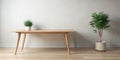 Empty minimal natural wooden table counter podium Generative By AI