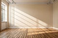 Empty minimalist interior with beige wall and wooden floor Royalty Free Stock Photo