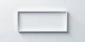 An empty minimalist white rectangular frame casting a subtle shadow upon a clean, evenly lit, plain background surface. Generative Royalty Free Stock Photo