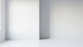 Empty Minimalist White Room Corner with Soft Light Casting Subtle Shadows on Smooth Walls Royalty Free Stock Photo