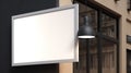 Empty minimalistic shop or establishment signboard mockup for design, outdoor signboard for logotype or design.
