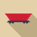 Empty mining cart standing on rails on beige background