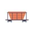 Empty mining cart standing on rails icon