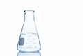 Empty 250 ml. Erlenmeyer flask on reflective isolated on white background