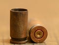 Empty 9mm bullet shell casings Royalty Free Stock Photo