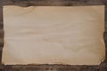 empty mock up, horizontal textural old paper, providing authentic and retro style, one sheet vintage textural paper on old wooden Royalty Free Stock Photo