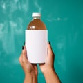 Empty Mockup Of Coconut Juice Bottle With White Label