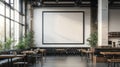 Modern Cafe Interior with Empty Screen for Advertisement, Restaurant Decoration Royalty Free Stock Photo