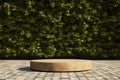 empty mockup of render spring scene and Natural podium background, stone podium on the brick floor Royalty Free Stock Photo