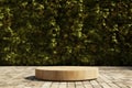 empty mockup of render spring scene and Natural podium background, stone podium on the brick floor Royalty Free Stock Photo