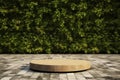 empty mockup of render spring scene and Natural podium background, stone podium on the brick floor Royalty Free Stock Photo