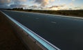 Empty modern blue LED light design highway asphalt road