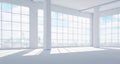 Empty modern bright interior with huge panoramic windows Royalty Free Stock Photo