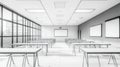 Modern Empty Classroom Lecture Hall With Projector Screens and Natural Light Royalty Free Stock Photo