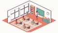 Empty Modern Classroom Interior Vector, vector design Generative AI Royalty Free Stock Photo