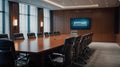 empty modern conference room with a screen for showing presentations and lectures, a hall for meetings Royalty Free Stock Photo
