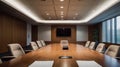 empty modern conference room with a screen for showing presentations and lectures, a hall for meetings Royalty Free Stock Photo