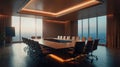 empty modern conference room with a screen for showing presentations and lectures, a hall for meetings Royalty Free Stock Photo