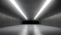 Empty modern corridor with bright lighting and clean concrete flooring generated by AI