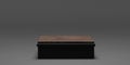 Empty modern dark wooden product stand show case podium, mock up for display or montage of product or design. 3d render