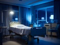 Empty modern hospital corridor, clinic hallway interior background with white chairs for patients waiting for doctor visit. Contem Royalty Free Stock Photo