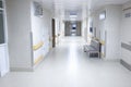 Empty modern hospital corridor with sitting couch Royalty Free Stock Photo