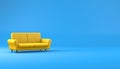 Empty modern and minimalist yellow sofa with empty space