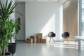 Empty modern office with boxes and white wall Royalty Free Stock Photo
