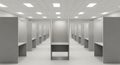 Empty Modern Office Cubicles with Fluorescent Lighting Royalty Free Stock Photo