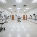Empty modern operating room interior featuring surgical equipment and sterile environment Royalty Free Stock Photo
