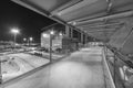 Empty modern pedestrian walkway in midtown at night Royalty Free Stock Photo