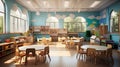Empty Modern Preschool Classroom Interior. Generative AI Royalty Free Stock Photo