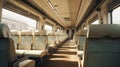 Empty modern train interior. Generative AI Royalty Free Stock Photo