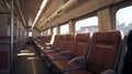 Empty modern train interior. Generative AI Royalty Free Stock Photo